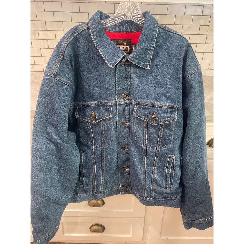 Vintage Guide Gear Denim Jacket Mens 3XL Blue Jean Trucker Flannel Lined Western
